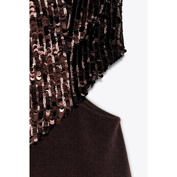 ZARA CONTRAST SEQUIN CUT-OUT DRESS - Picture 9 of 9